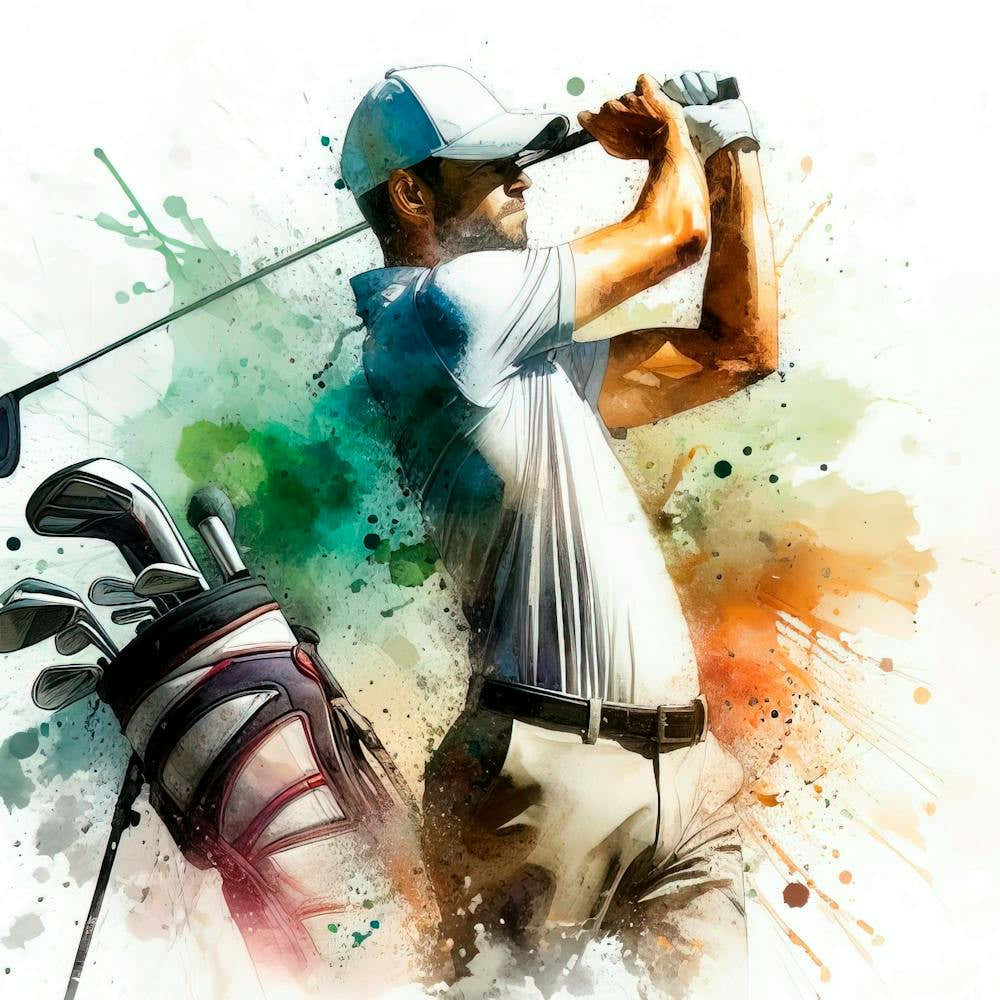 Golf player in watercolor 4