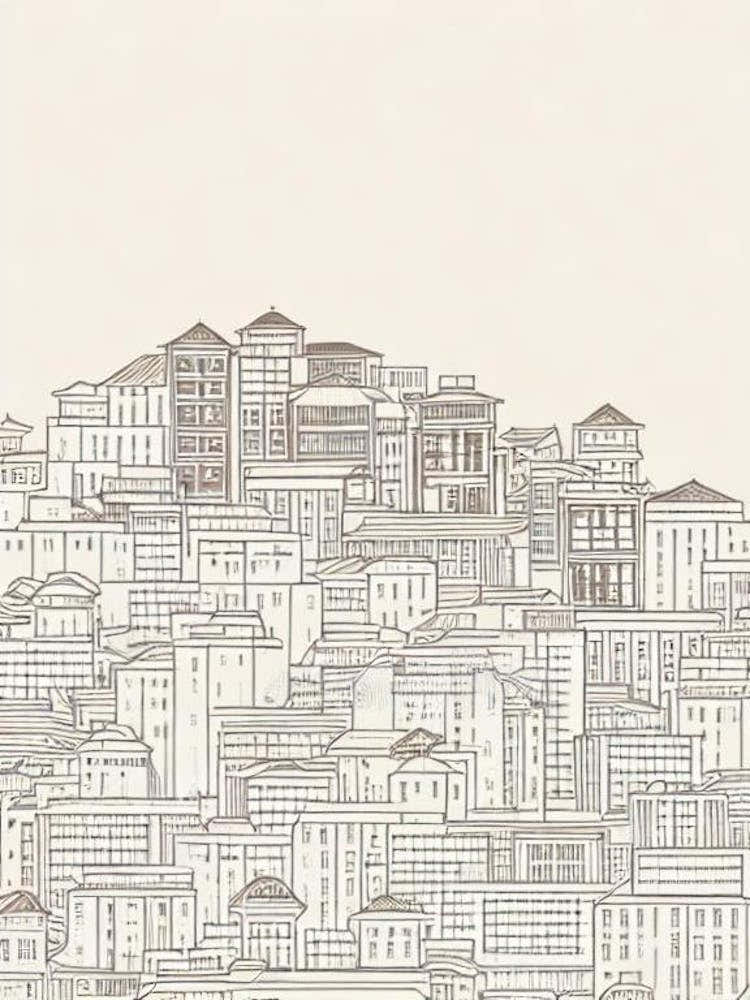 Jiufen Old Street Taipei Boho Landmark Illustration