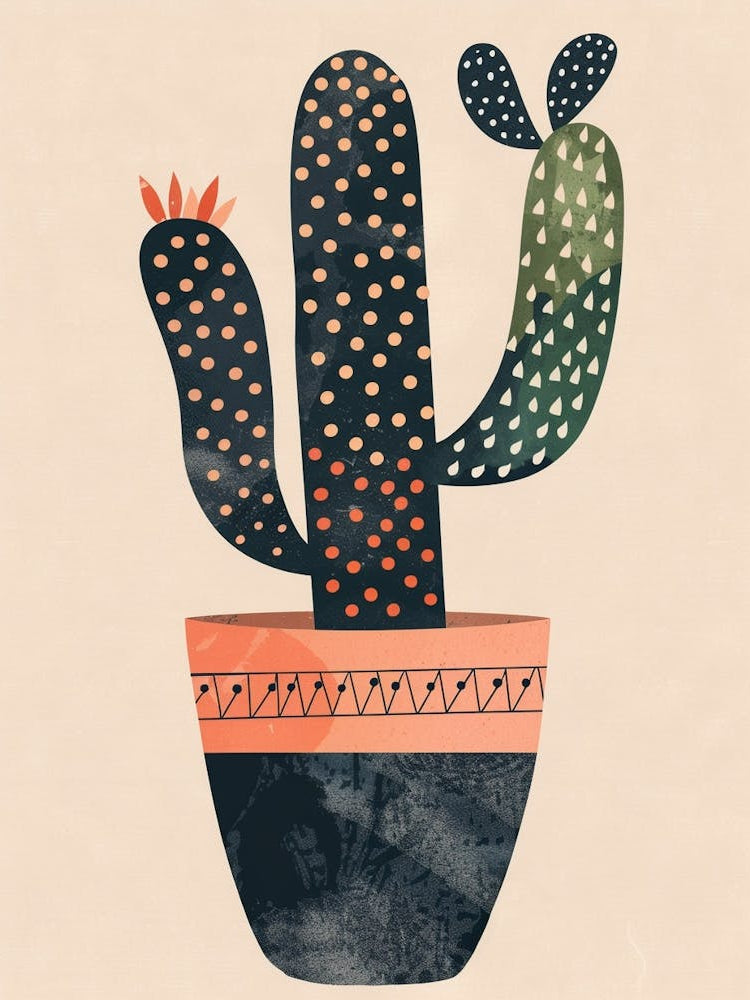 Pincushion Cactus Minimalist Abstract Illustration 2