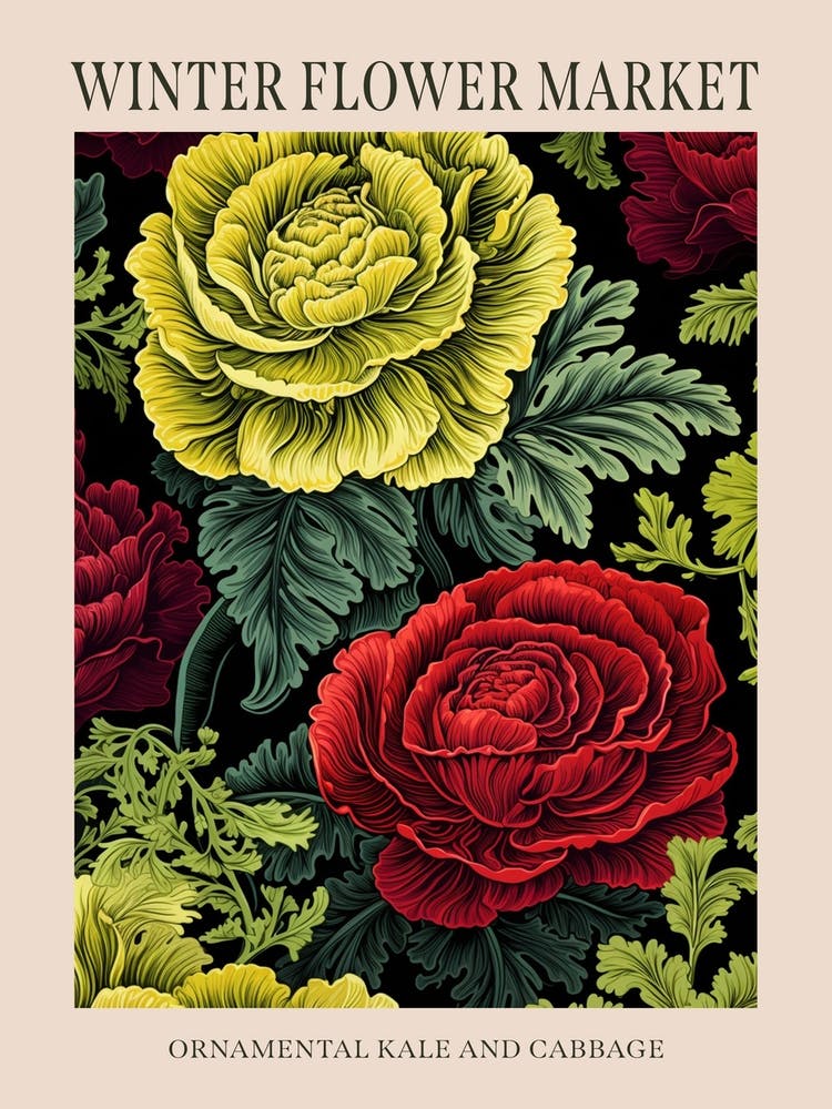 Ornamental Kale And Cabbage 2 Winter Flower Market Poster