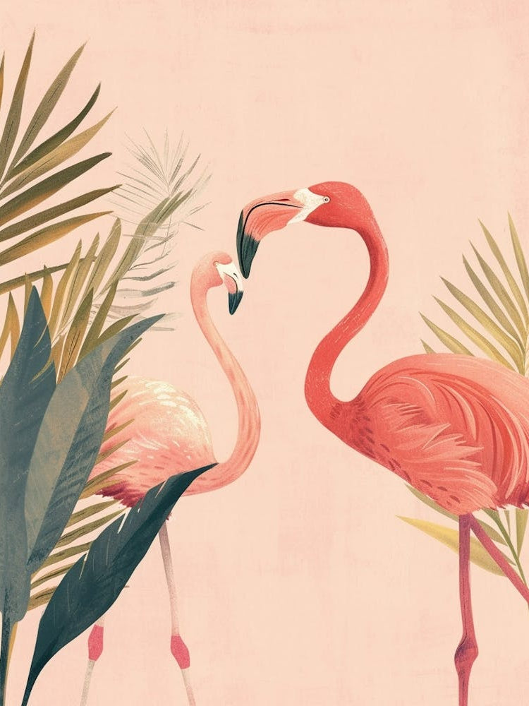 Jamess Flamingo And Bird Of Paradise Minimalist Illustration 1