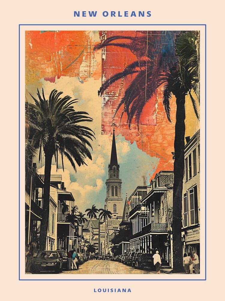 Retro New Orleans Collage Poster 1