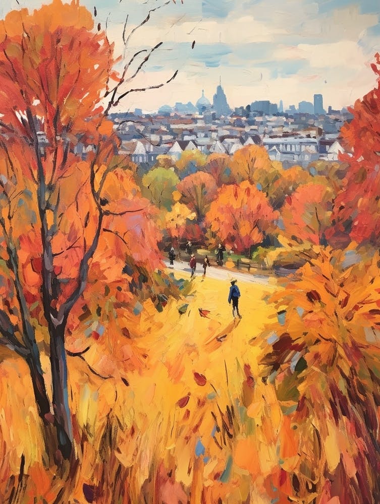 Autumn City Park Painting Primrose Hill London 3