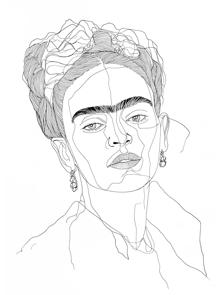 Frida Kahlo portrait line art