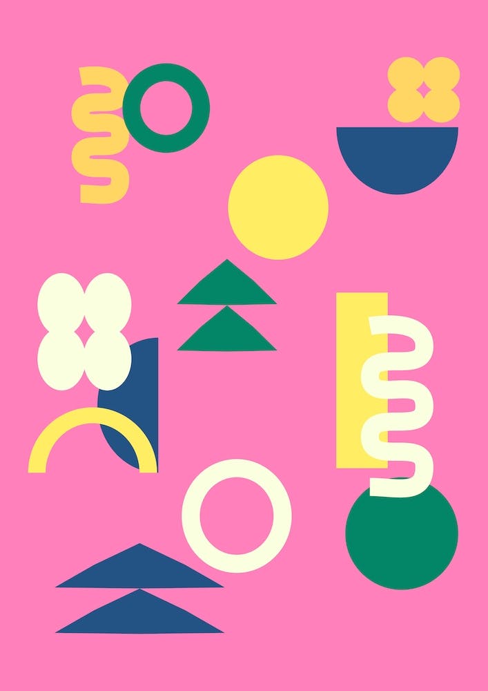 Retro 80s 90s y2k Geometric Shapes in Hot Pink