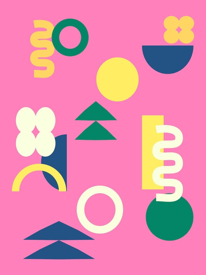 Retro 80s 90s y2k Geometric Shapes in Hot Pink