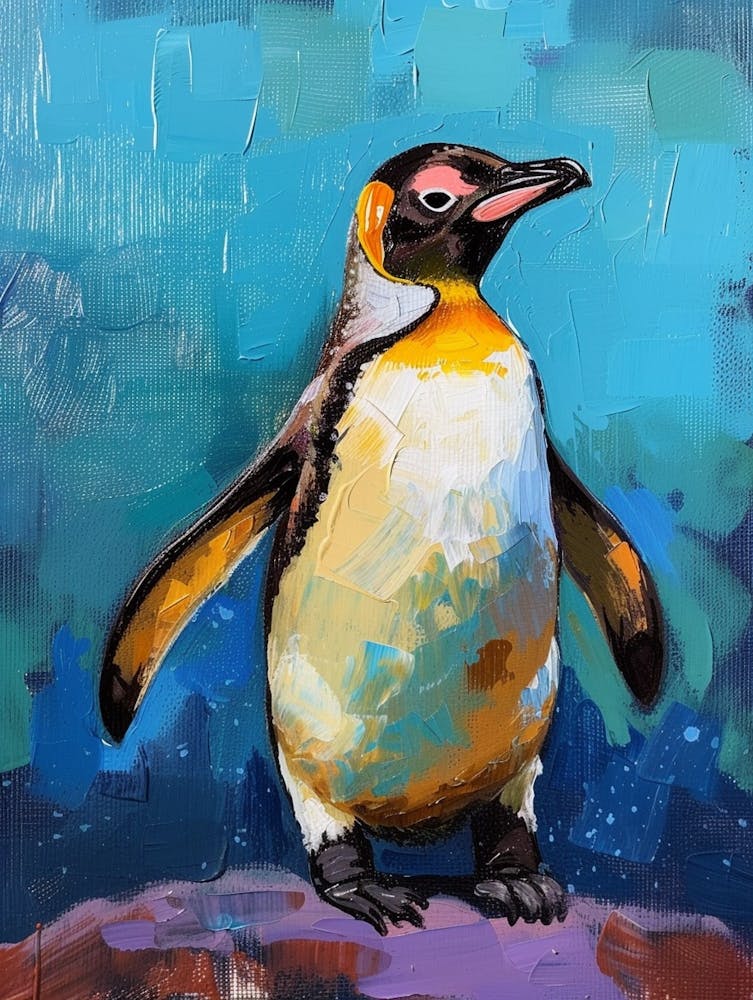 Galapagos Penguin Saunders Island Colour Block Painting 4