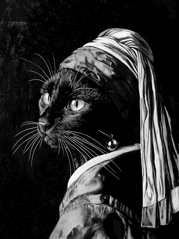 Cat With Pearl Earring 1