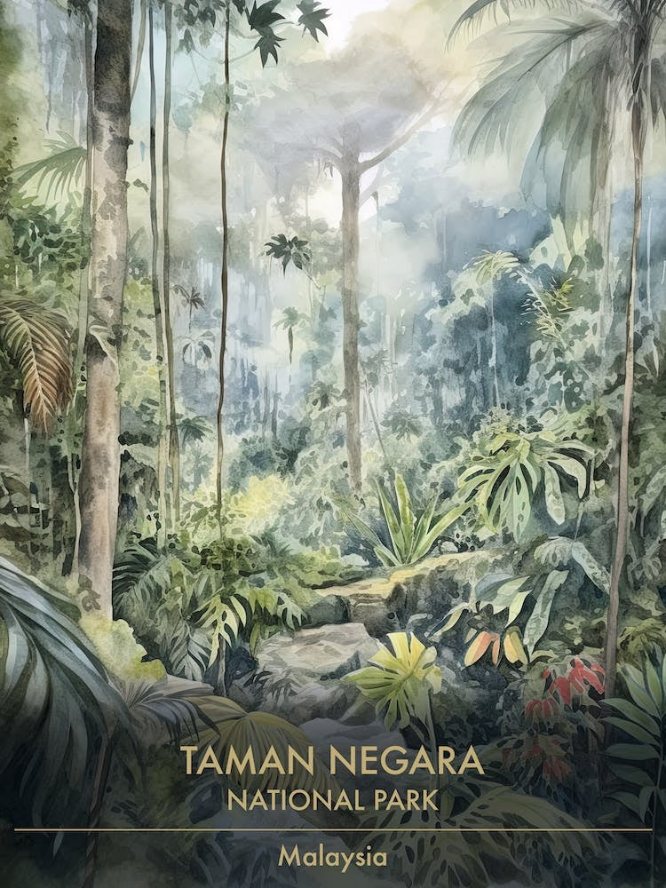 Taman Negara National Park Malaysia Watercolour 1