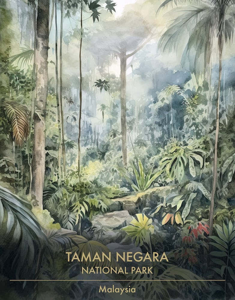 Taman Negara National Park Malaysia Watercolour 1