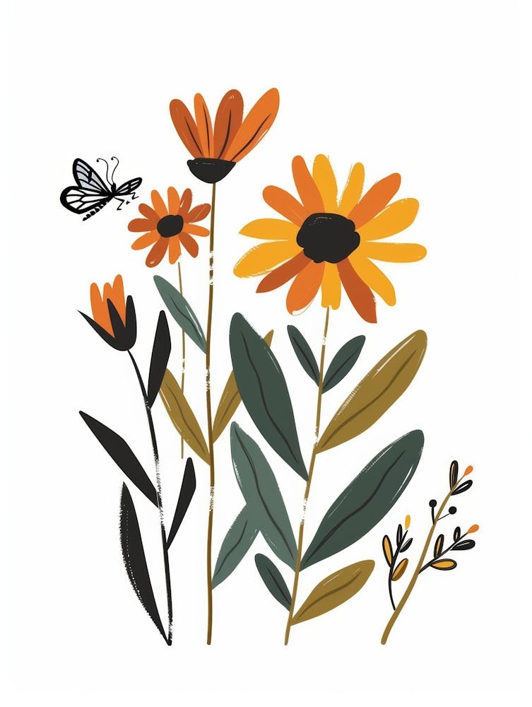 Sunflowers And Butterflies 3