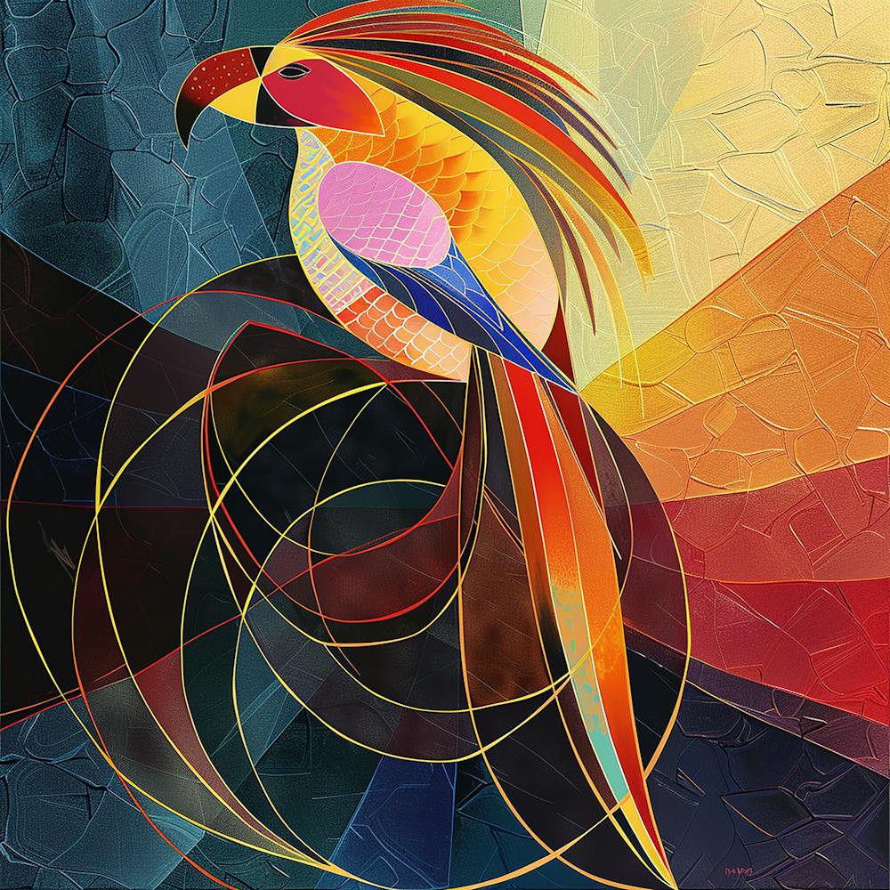Parrot - colorful cubism, cubism, cubist art,    abstract art, abstract painting  city wall art, colorful wall art, home decor, minimal art, modern wall art, wall art, wall decoration, wall print colourful wall art, decor wall art, digital art, digital ar