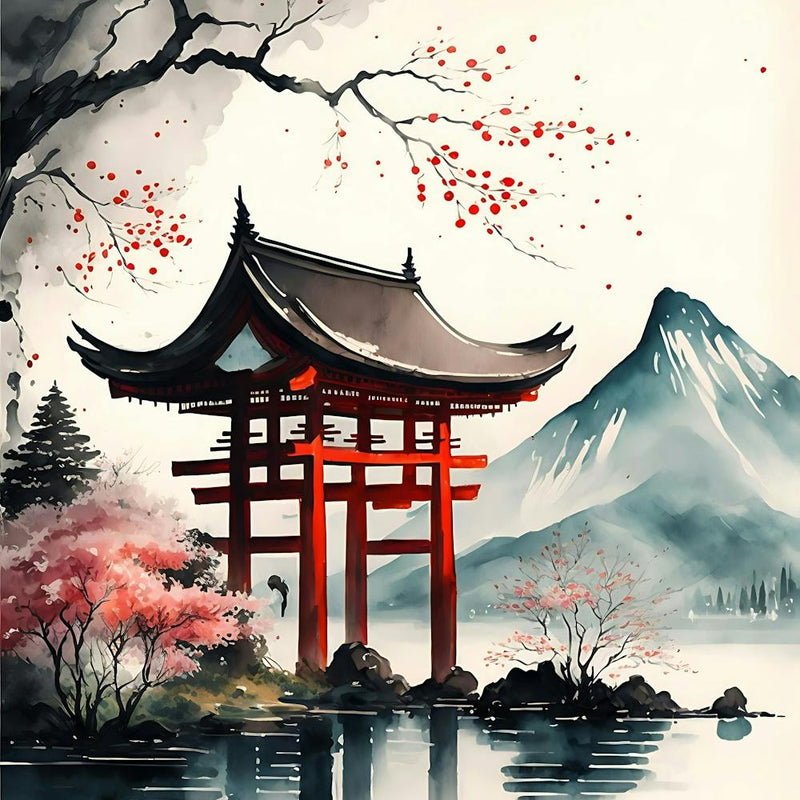 Japanese Temple Japan Nature Kyoto Landscape Mountain Digitial Art