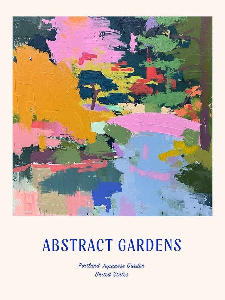 Colourful Gardens Portland Japanese Garden Usa 4 Blue Poster