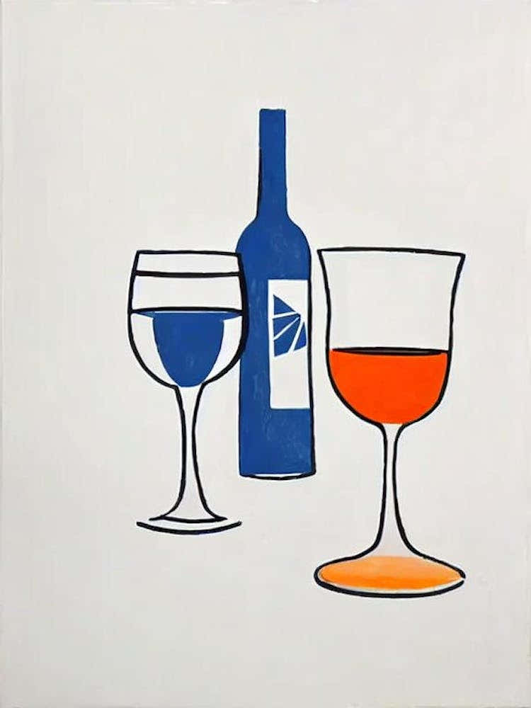 Aperol Spritz 1 Picasso Line Drawing Cocktail Poster