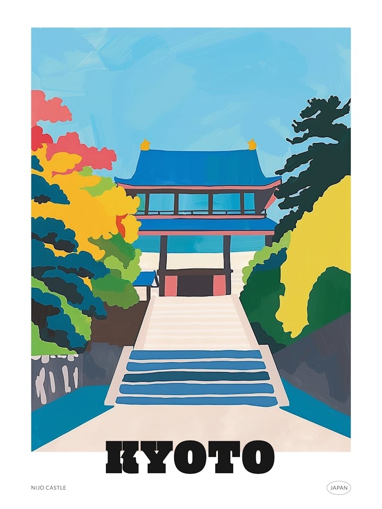 Nijo Castle Kyoto 6 Colourful Illustration Poster