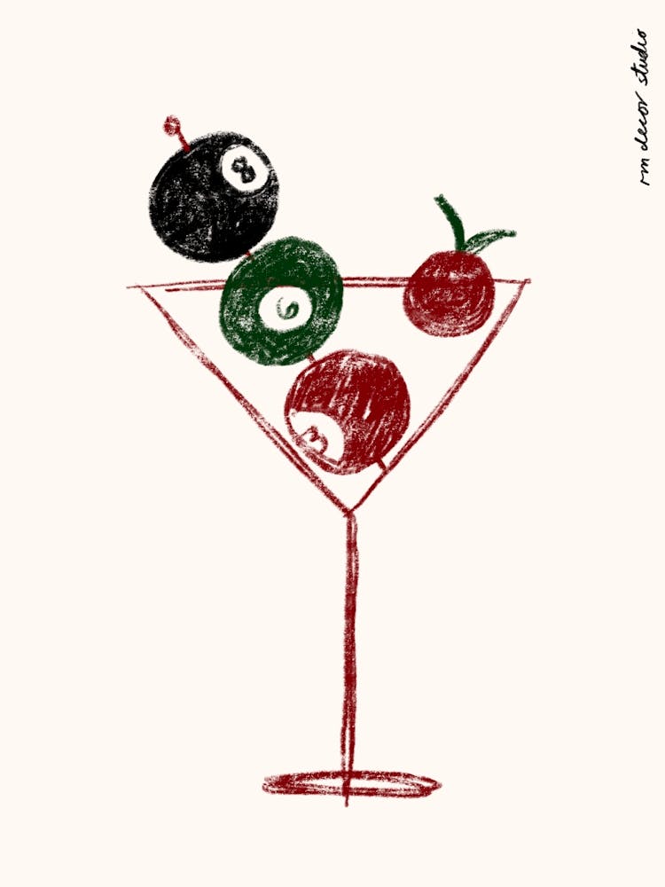 Pool Ball Martini Print