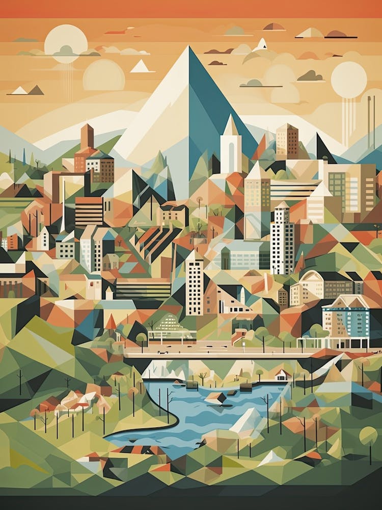 Glasgow, United Kingdom, Geometric Illustration 4