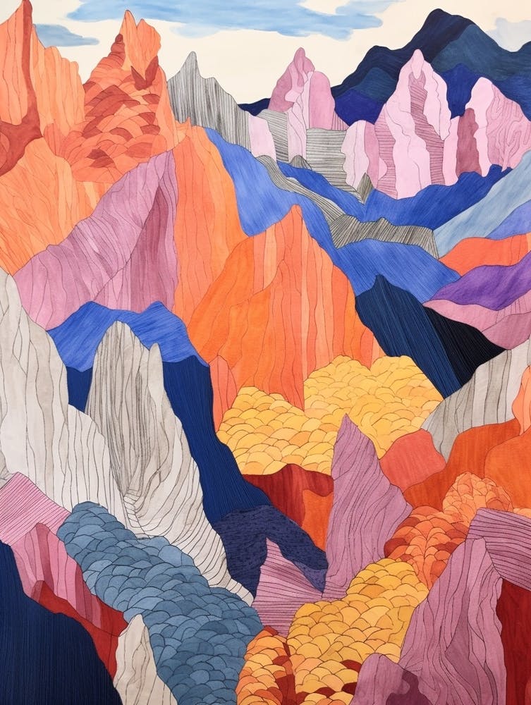 Mount Olympus Greece 1 Colourful Mountain Illustration