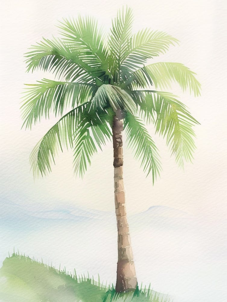 Palm Tree Atmospheric Watercolour Painting 4