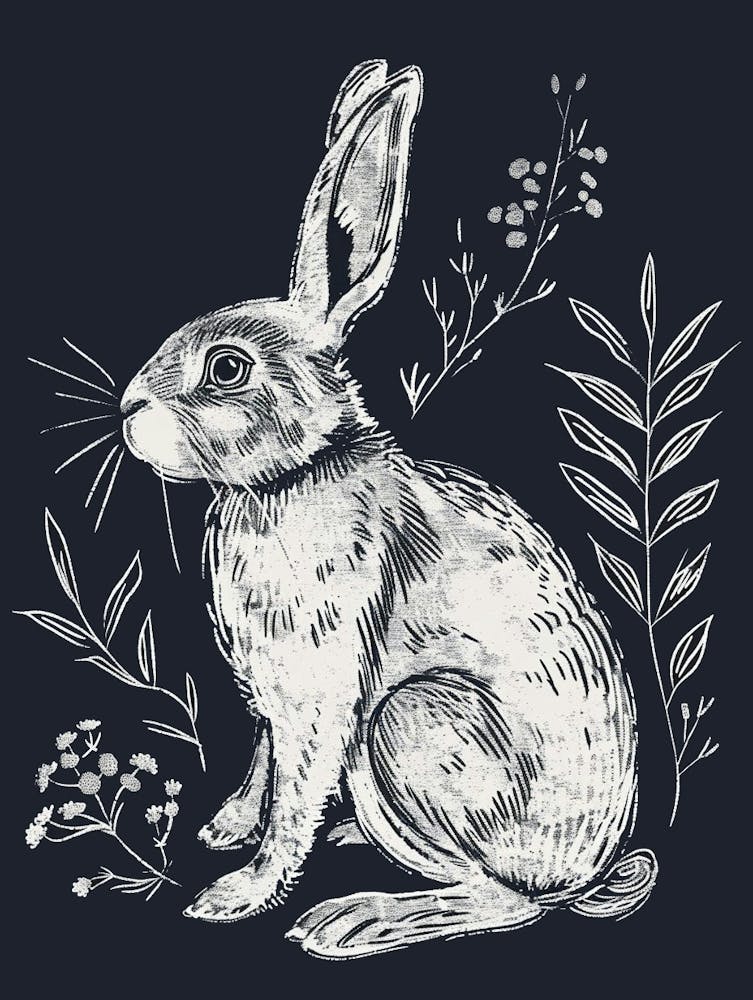 Polish Rex Rabbit Minimalist Illustration 1