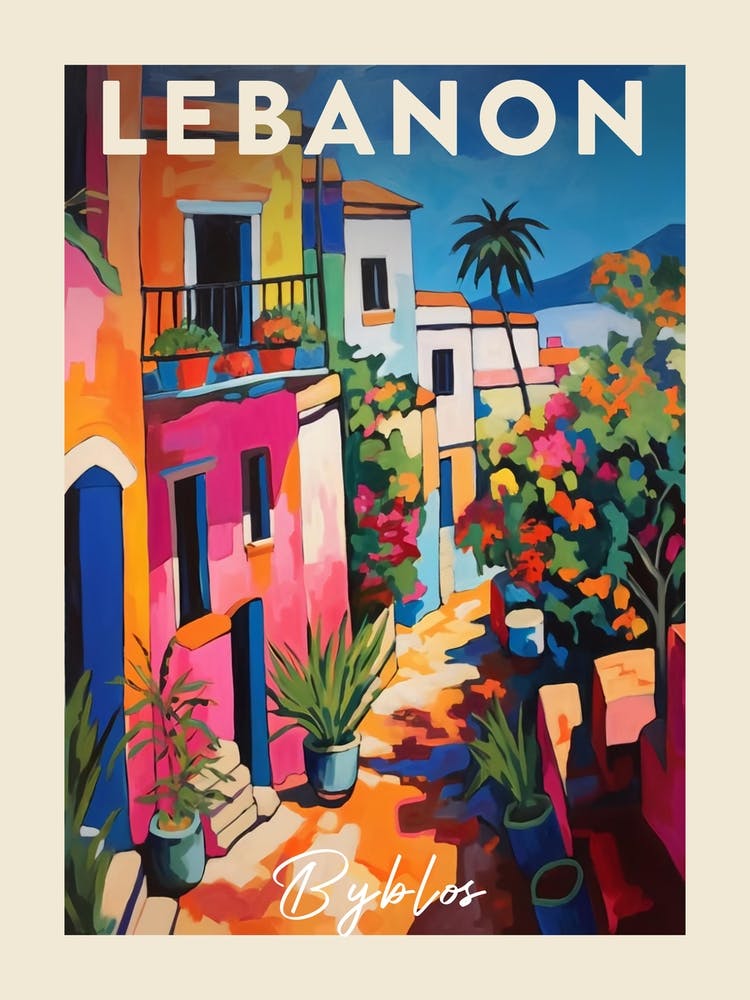 Byblos Lebanon 1 Fauvist Painting  Travel Poster