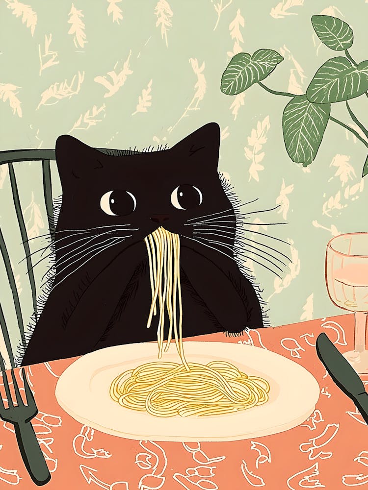 Cat Eating Spaghetti 3