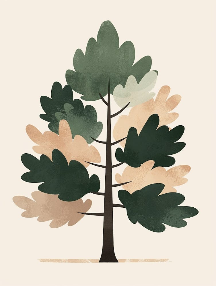Sequoia Tree Minimal Japandi Illustration 4