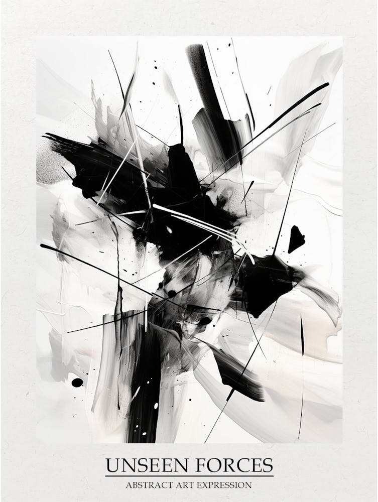 Unseen Forces Abstract Black And White 2 Poster