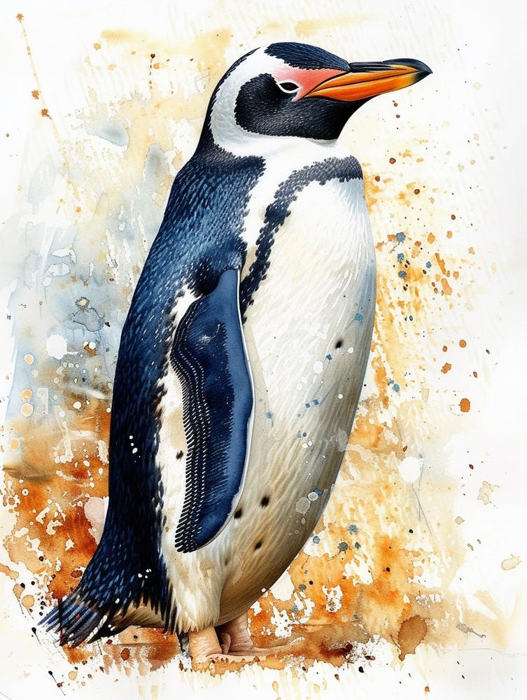 Humboldt Penguin Zavodovski Island Watercolour Painting 4