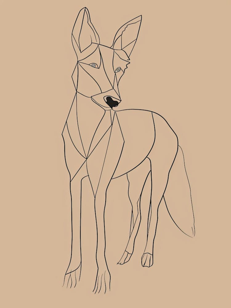 Geometric Fox - Boho, Line Art