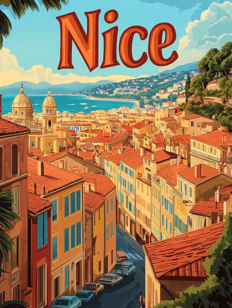 Aihrgdesign Une Affiche de Voyage Rétro Pour Nice 5