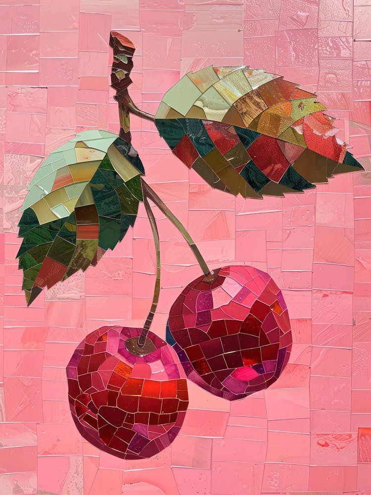 Disco Ball Cherry Cherries Mosaic Painting Kitchen