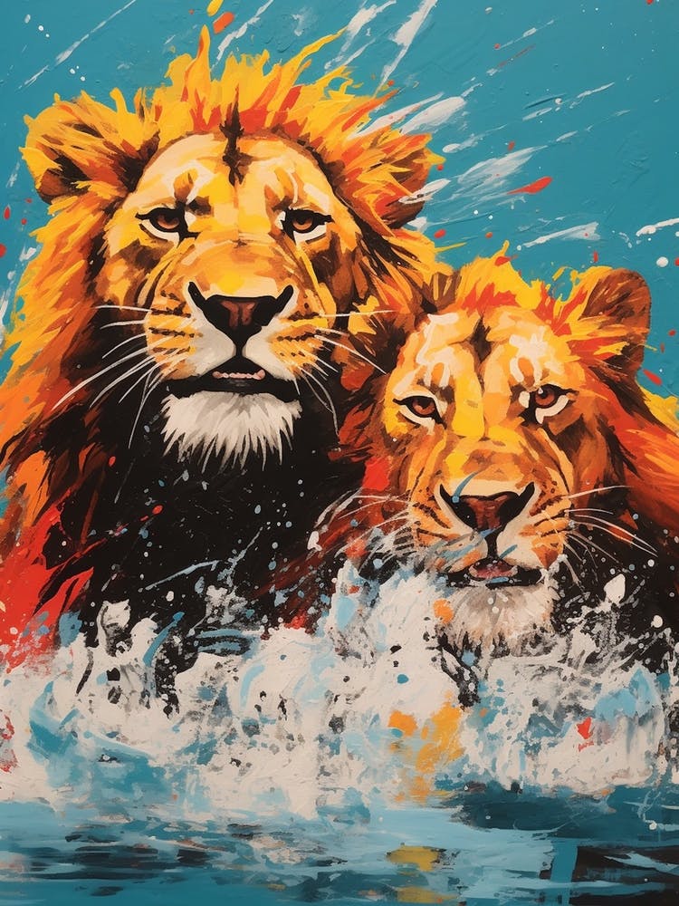 Lion Pop Art Inspired Colourful Illustration 2