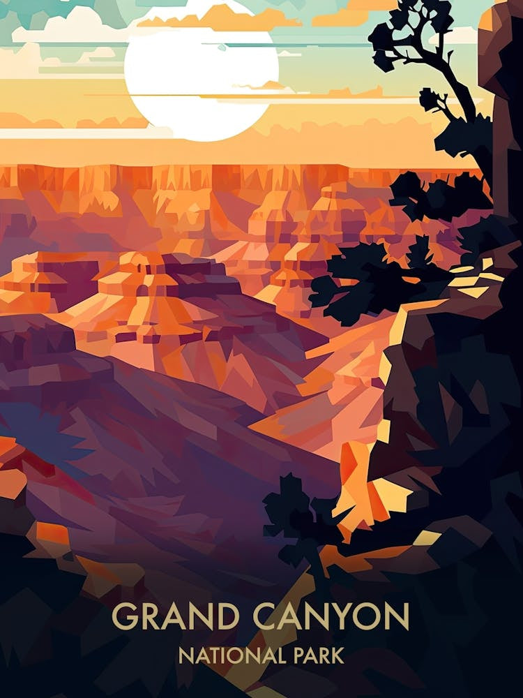 Grand Canyon National Park Travel Poster Illustration Style 5