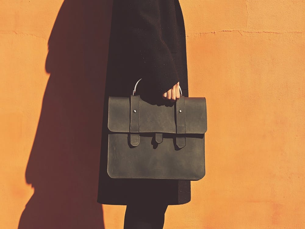 Portrait Of A Woman Holding A Briefcase
