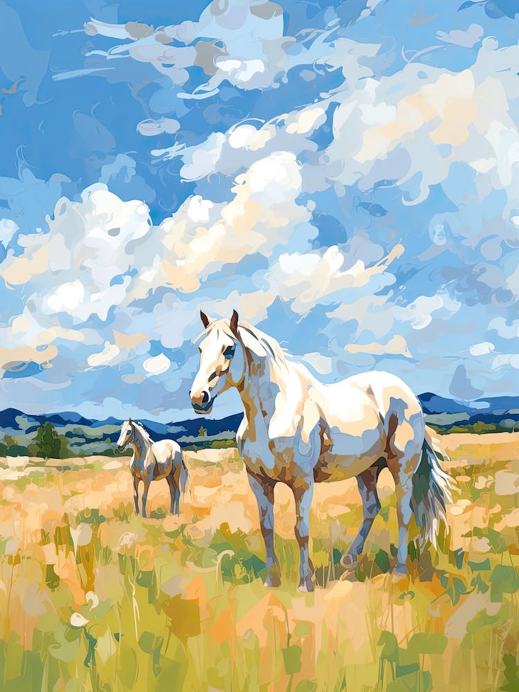 Horses Painting In Big Sky Montana, Usa 1