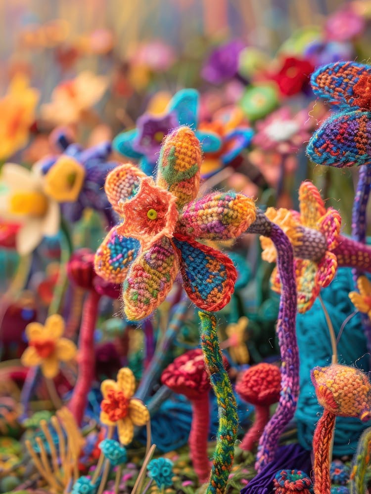 Daffodils Field Knitted In Crochet 5