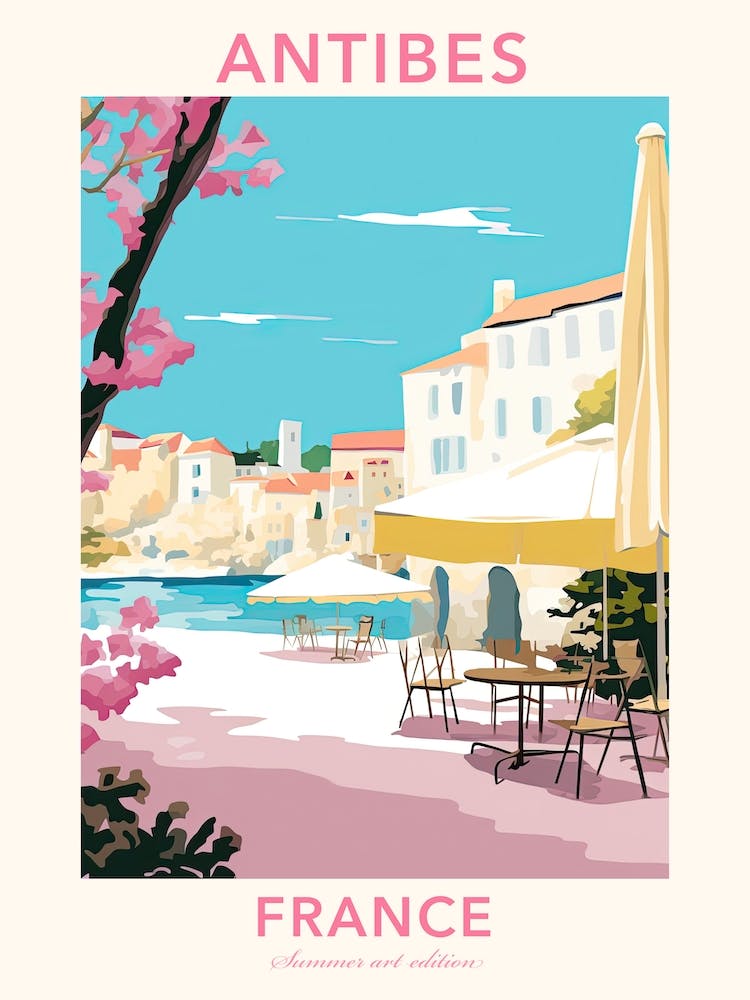 Antibes, France, Flat Pastels Tones Illustration 4 Poster