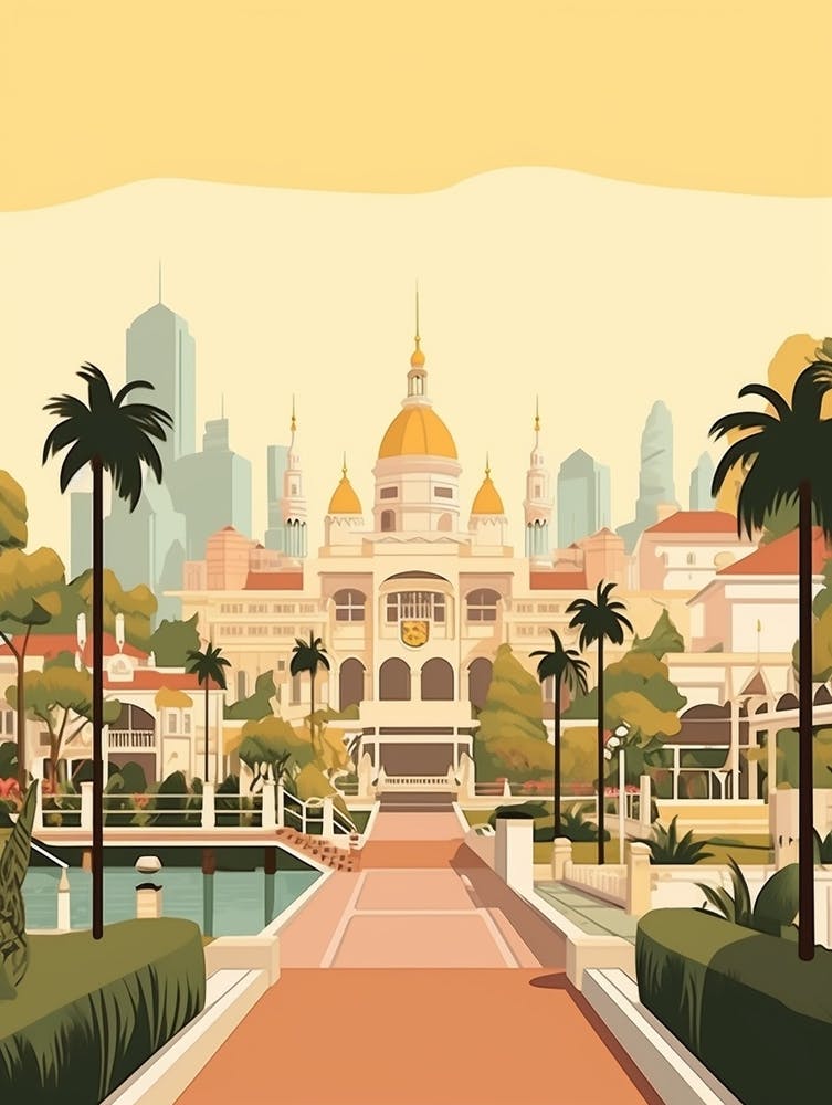 Brunei Travel Illustration