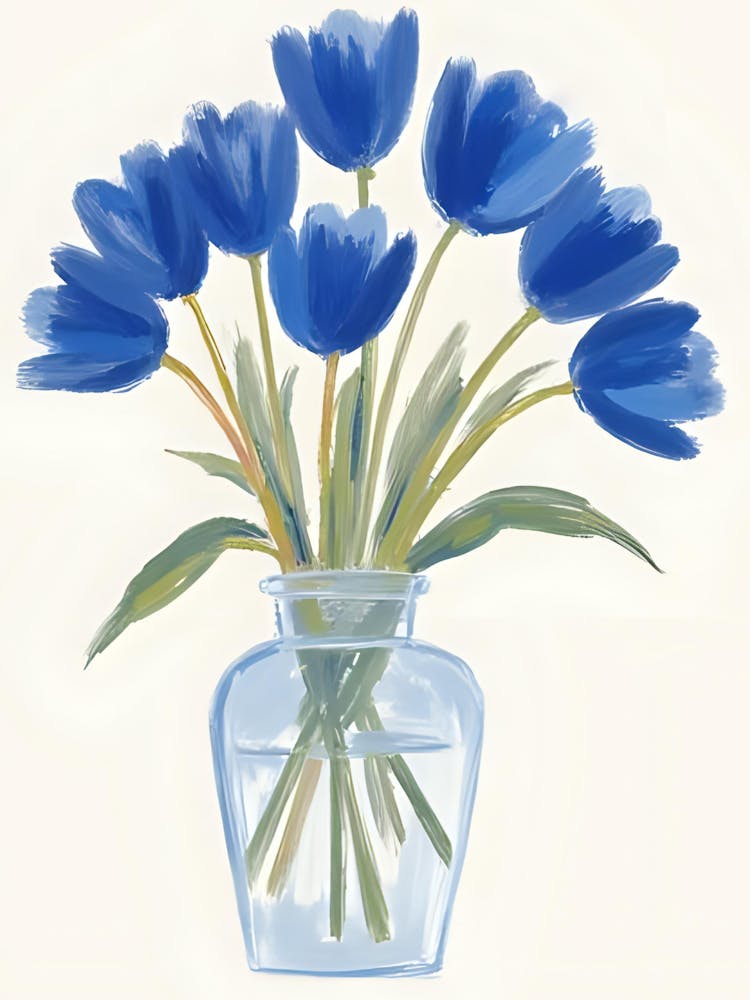 Blue Tulips In Vase 1