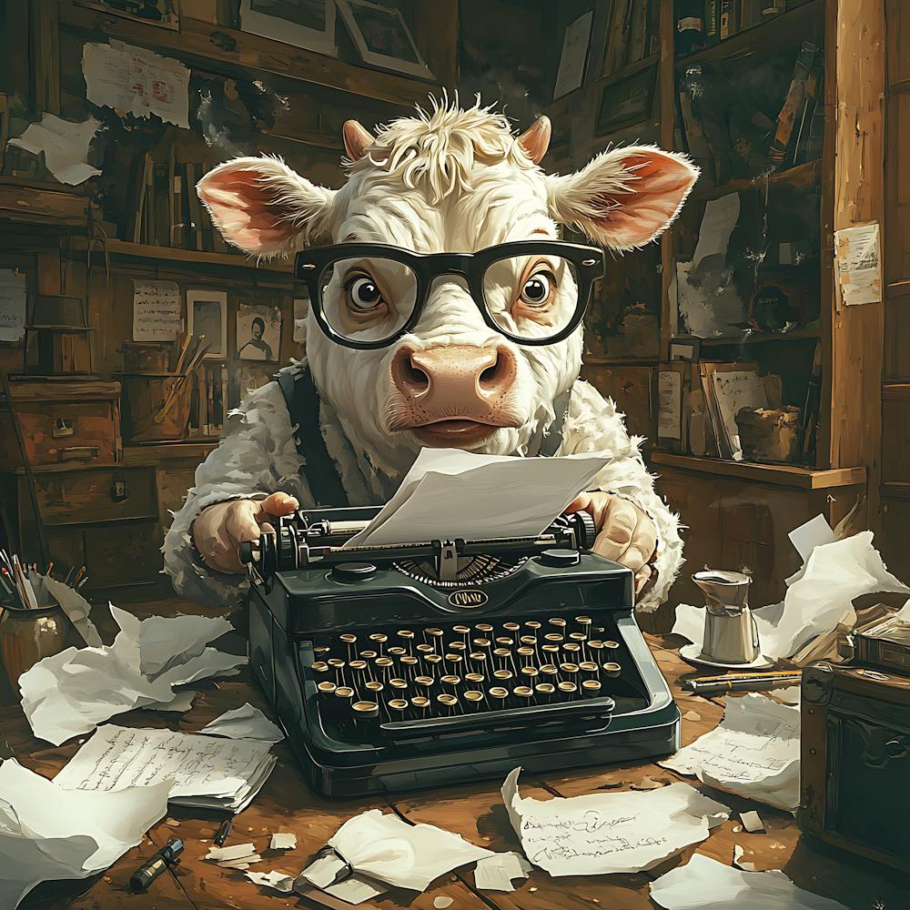 Funny Cow Writer Vintage 12
