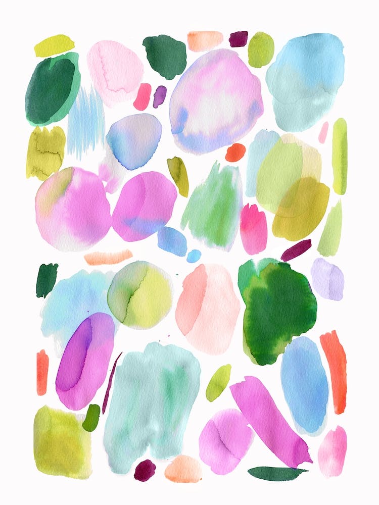 Watercolour Abstract Palette Acid Pink Green