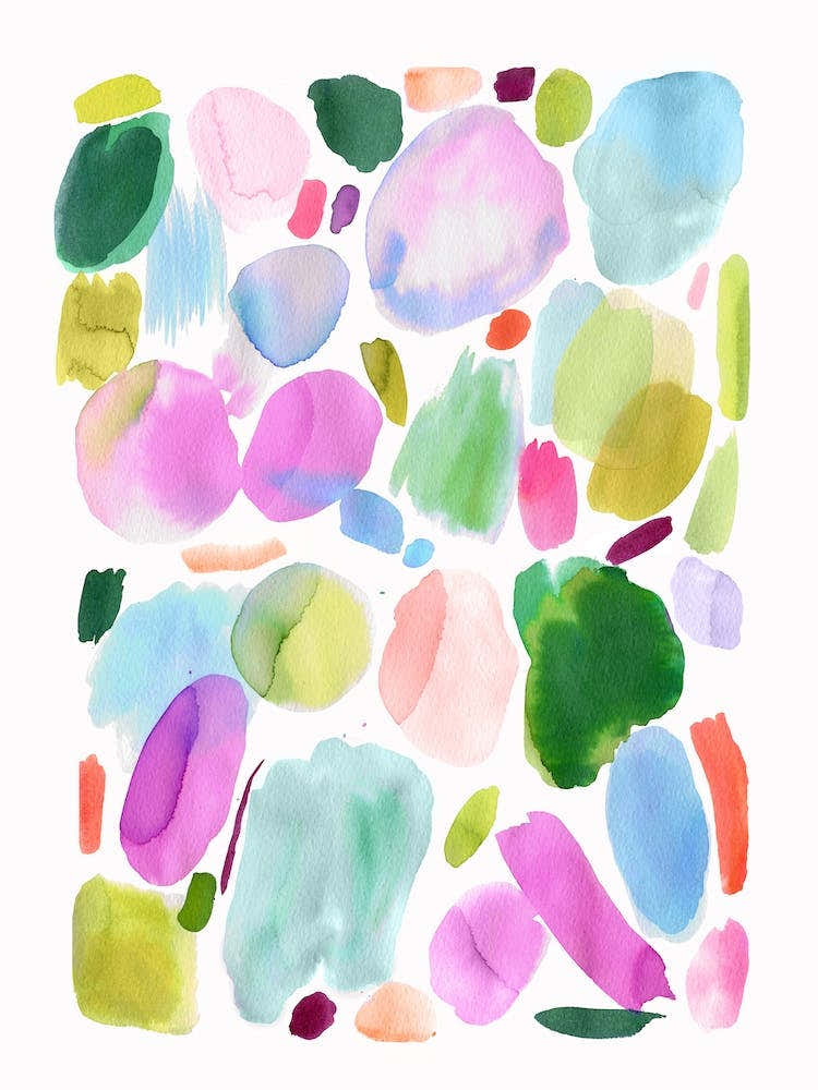 Watercolour Abstract Palette Acid Pink Green