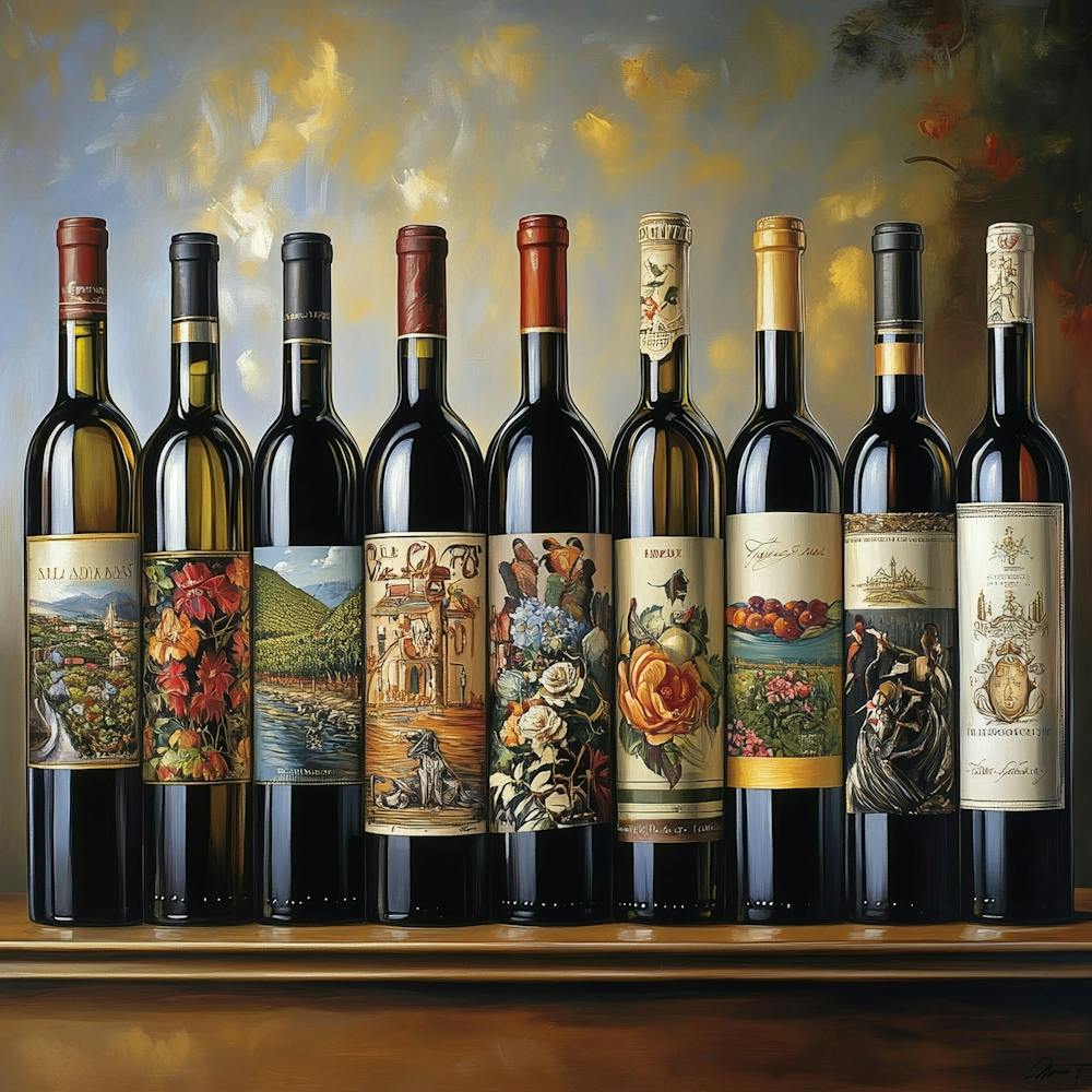 Row Of Wine Bottles Art