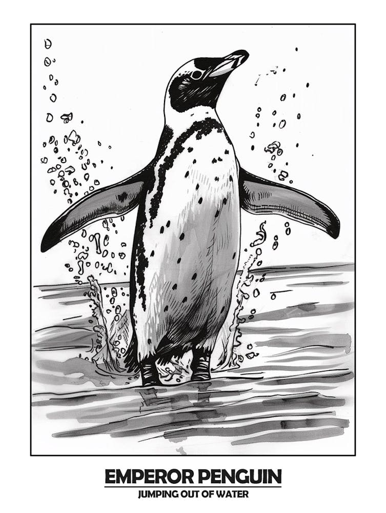 Penguin Jumping Out Of Water Poster 2
