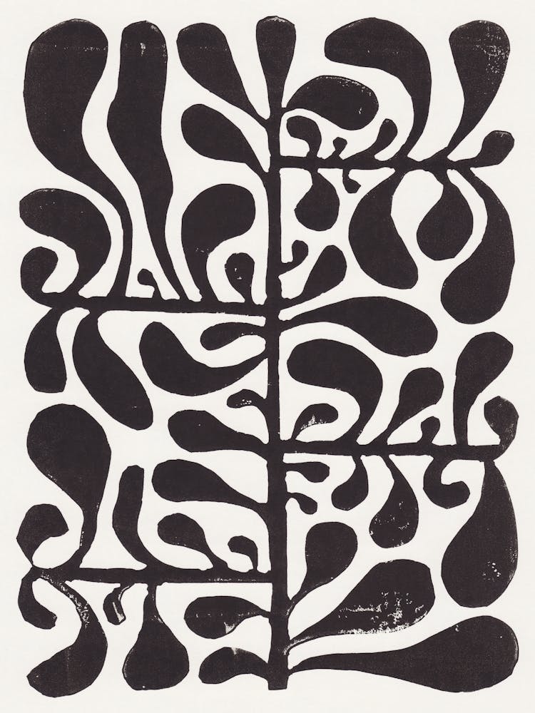 Linocut Plant 1 / Black & White