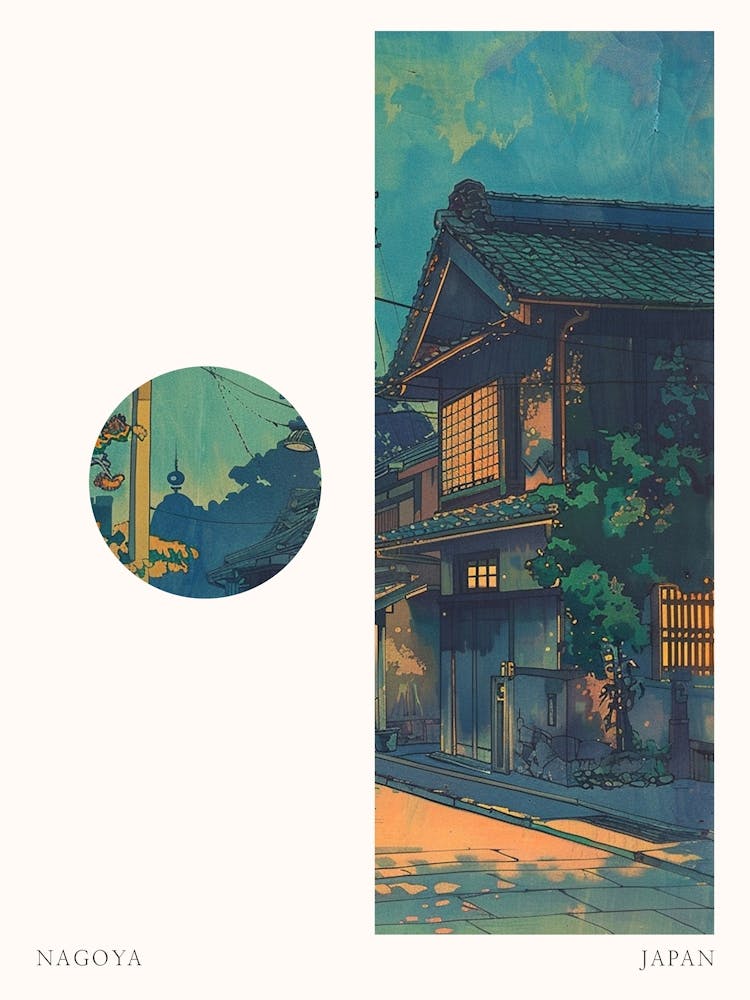 Nagoya Japan 2 Cut Out Travel Poster