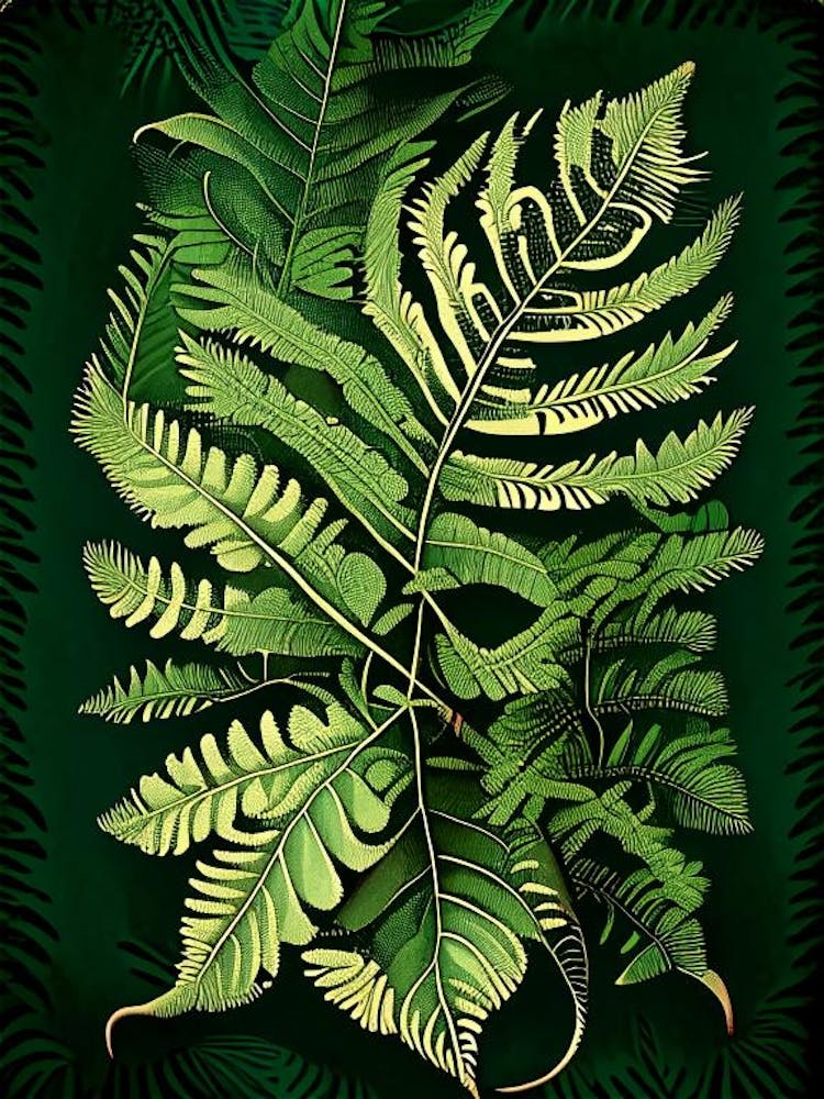 Japanese Painted Fern 3 Vintage Botanical Poster