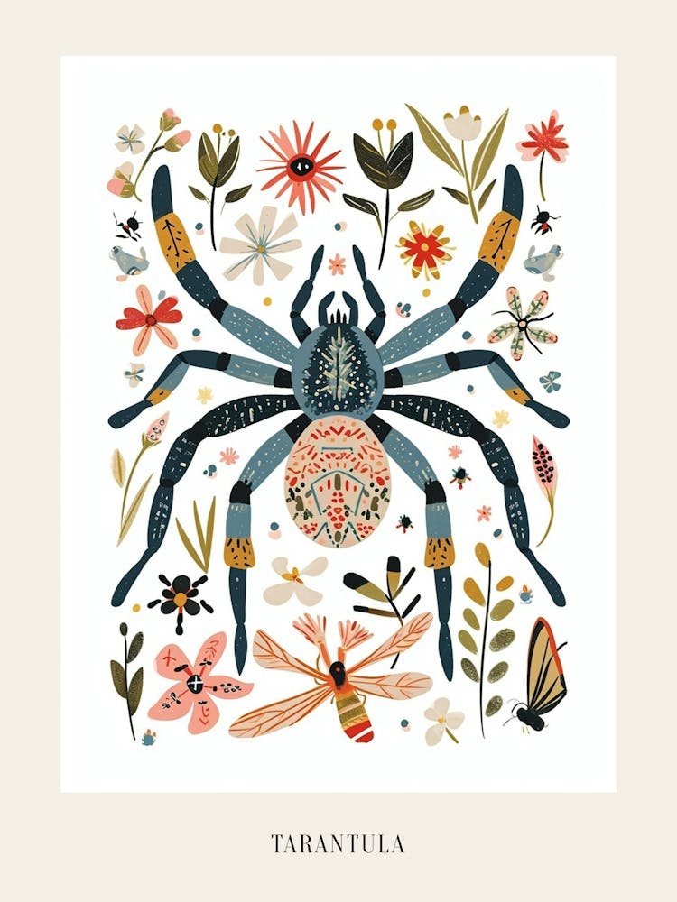 Colourful Insect Illustration Tarantula 13 Poster